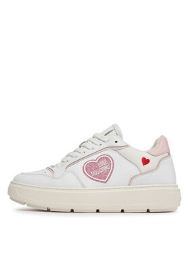 Love Moschino - LOVE MOSCHINO Sneakersy JA15204G1IJC110C Biały. Kolor: biały. Materiał: skóra
