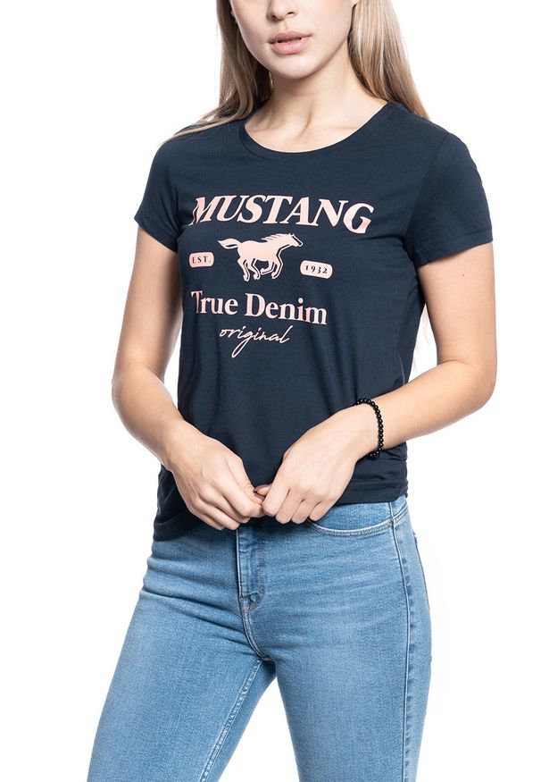 Mustang - DAMSKI T-SHIRT MUSTANG ALINA C PRINT 1010733 4136. Wzór: nadruk
