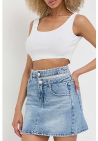 Miss Sixty spódnica jeansowa kolor niebieski mini prosta. Kolor: niebieski. Materiał: jeans #2