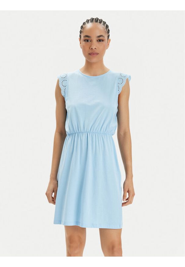 Vero Moda Sukienka letnia Emily 10305216 Niebieski Regular Fit. Kolor: niebieski. Materiał: bawełna. Sezon: lato