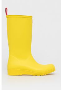 Hunter Kalosze damskie kolor żółty. Nosek buta: okrągły. Kolor: żółty. Materiał: guma. Obcas: na platformie