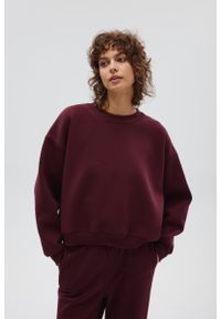 Marsala - Bluza damska typu oversize w kolorze BURGUNDY - PINEY-UNI. Materiał: bawełna, dresówka, poliester, dzianina