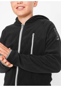 bonprix - Bluza rozpinana z polaru z kontrastowymi detalami. Typ kołnierza: kaptur. Kolor: czarny. Materiał: polar #3