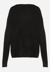 Born2be - Czarny Sweter z Dodatkiem Wełny i Trójkątnym Dekoltem Esmina. Okazja: na co dzień. Kolor: czarny. Materiał: wełna. Styl: klasyczny, casual, elegancki #7