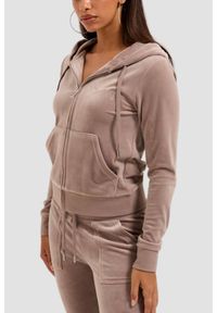 Juicy Couture - JUICY COUTURE Ciemno-beżowa bluza damska Robertson Hoodie, Rozmiar M. Okazja: na co dzień. Kolor: beżowy. Materiał: materiał. Styl: klasyczny, casual #4
