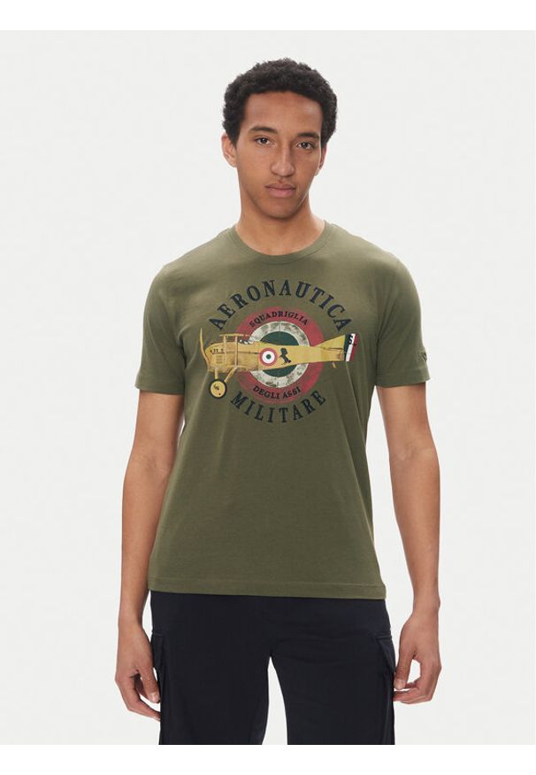 Aeronautica Militare T-Shirt 251TS2414J641 Khaki Regular Fit. Kolor: brązowy. Materiał: bawełna