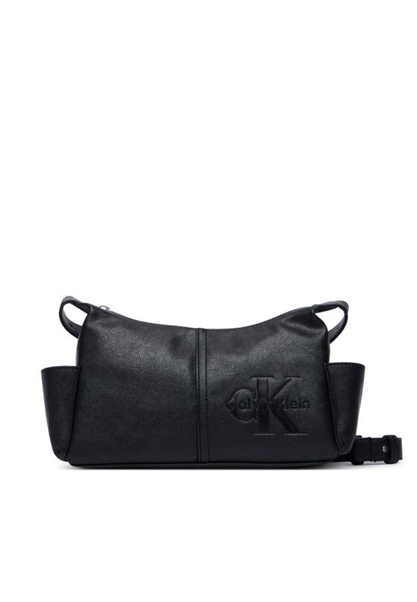 Calvin Klein Torebka Pockets Monologo Crossbody LV04F3687G Czarny. Kolor: czarny. Materiał: skórzane