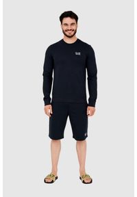 EA7 Emporio Armani - EA7 Granatowa bluza męska z białym logo, Rozmiar M. Kolor: niebieski