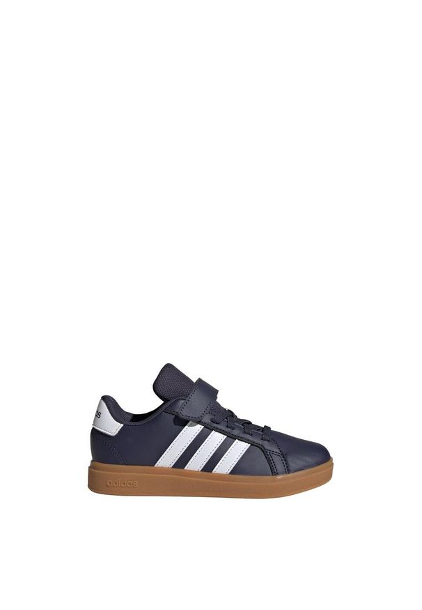 Adidas - Buty Grand Court 2.0 Kids. Okazja: na co dzień. Zapięcie: pasek. Kolor: niebieski, wielokolorowy, biały, brązowy