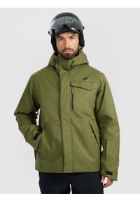 4f - 4F Kurtka narciarska membrana 10000 męska - khaki 3XL. Kolor: oliwkowy, wielokolorowy, brązowy. Materiał: poliester, materiał. Sezon: zima. Styl: klasyczny
