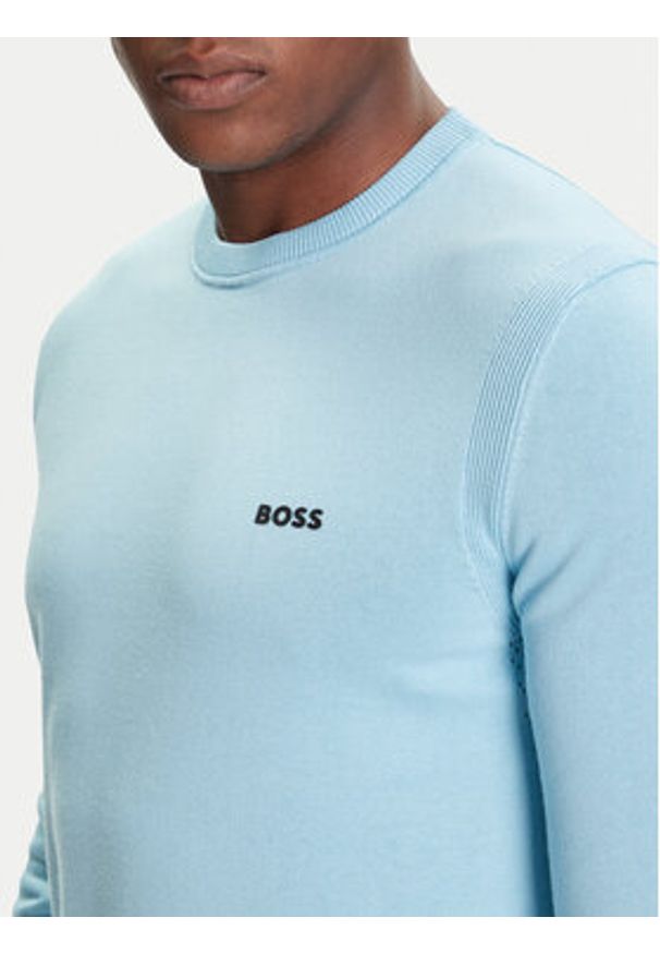 BOSS Sweter K_Ever-X 50541940 Błękitny Regular Fit. Kolor: niebieski. Materiał: bawełna