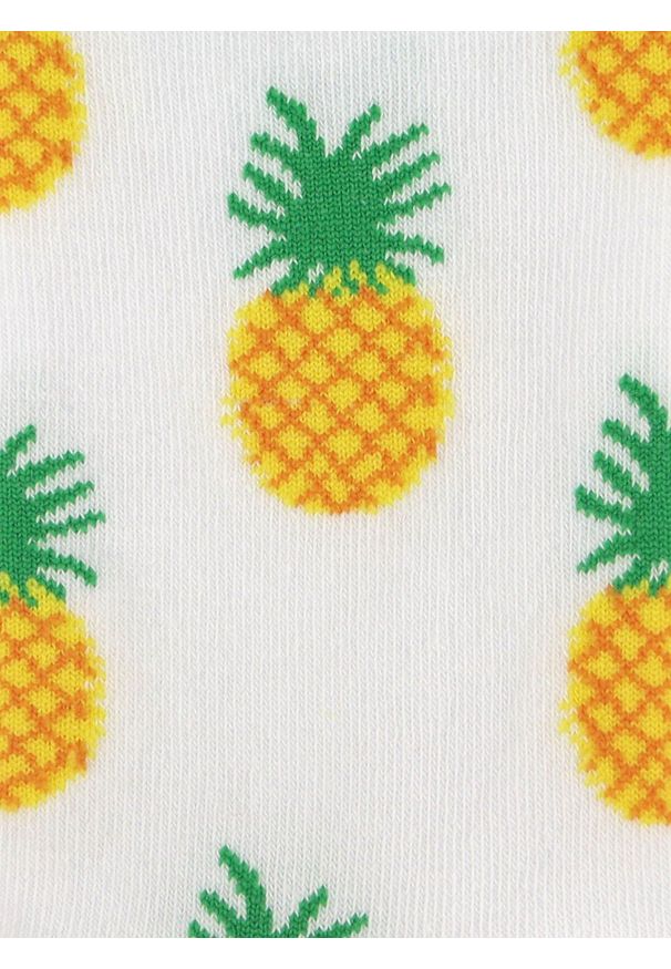 His Story - Skarpetki Bawełniane - Tematyczne - Białe w Ananasy. Kolor: wielokolorowy. Materiał: elastan, bawełna, poliamid