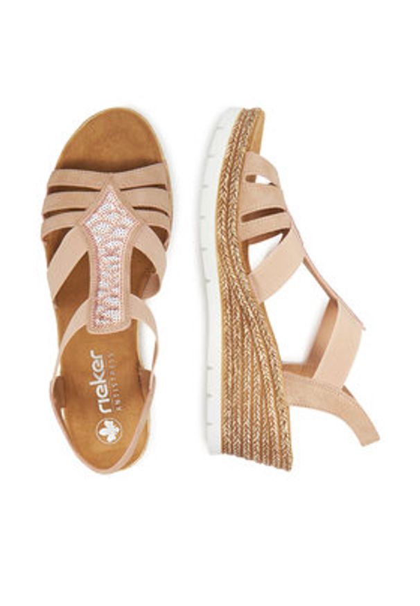 Rieker Sandały 61913-31 Różowy. Kolor: różowy. Materiał: materiał