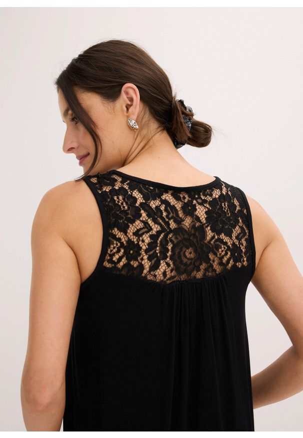 bonprix - Top z mieszanki wiskozy. Kolor: czarny. Materiał: wiskoza. Długość rękawa: bez rękawów