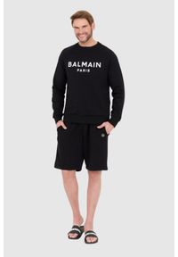 Balmain - BALMAIN Czarna bluza męska z dużym białym logo, Rozmiar XXL. Kolor: czarny