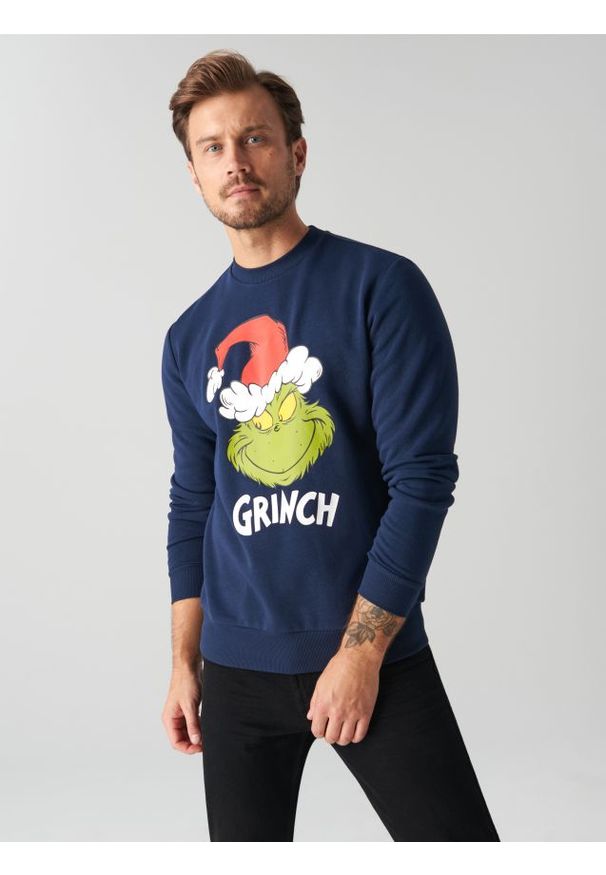 Sinsay - Bluza Grinch - granatowy. Kolor: niebieski. Materiał: bawełna