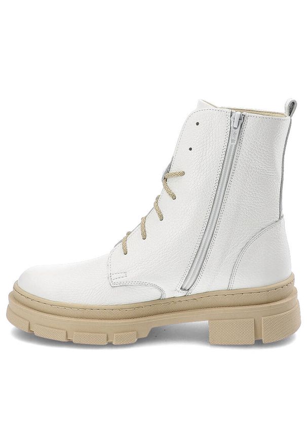 Białe Botki Armodo Wygodne Obuwie Damskie. Kolor: biały. Materiał: skóra. Obcas: na obcasie. Styl: elegancki. Wysokość obcasa: średni