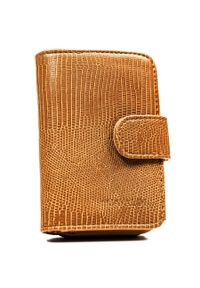 4U CAVALDI - Brązowy portfel damski ze skóry ekologicznej z tłoczonym wzorem skóry krokodyla 4U Cavaldi A-030B-BL. Kolor: brązowy. Materiał: skóra ekologiczna #1