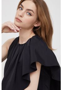 Sisley sukienka kolor czarny mini dopasowana. Kolor: czarny. Materiał: tkanina. Typ sukienki: dopasowane. Długość: mini #4