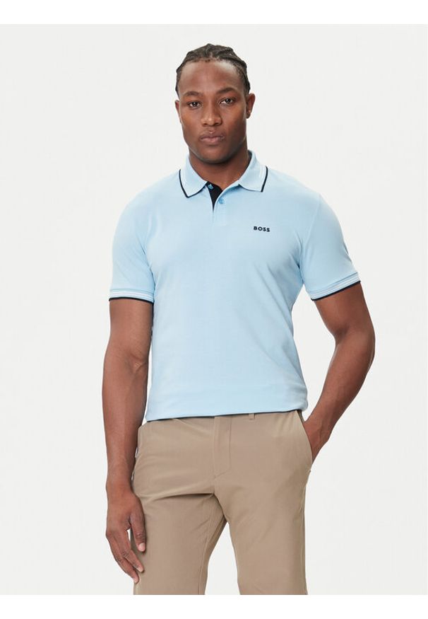 BOSS Polo Paul 50506193 Błękitny Slim Fit. Typ kołnierza: polo. Kolor: niebieski. Materiał: bawełna