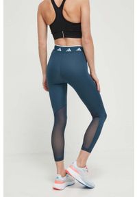 adidas Performance legginsy treningowe Techfit kolor zielony z nadrukiem. Stan: podwyższony. Kolor: zielony. Materiał: skóra, materiał. Technologia: Techfit (Adidas). Wzór: nadruk. Sport: fitness #2