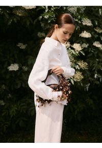 Reserved - Torebka z koralikami - ciemnobrązowy. Kolor: brązowy. Materiał: skórzane #1