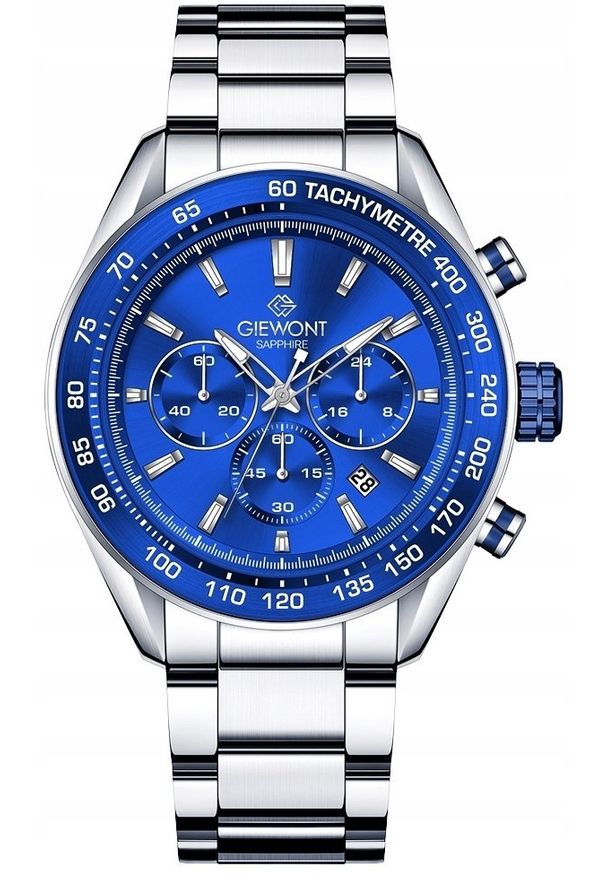 Zegarek Giewont Zegarek Męski Giewont Chronograph Sapphire Srebrno Niebieski GW9580-B3. Kolor: niebieski, srebrny, wielokolorowy