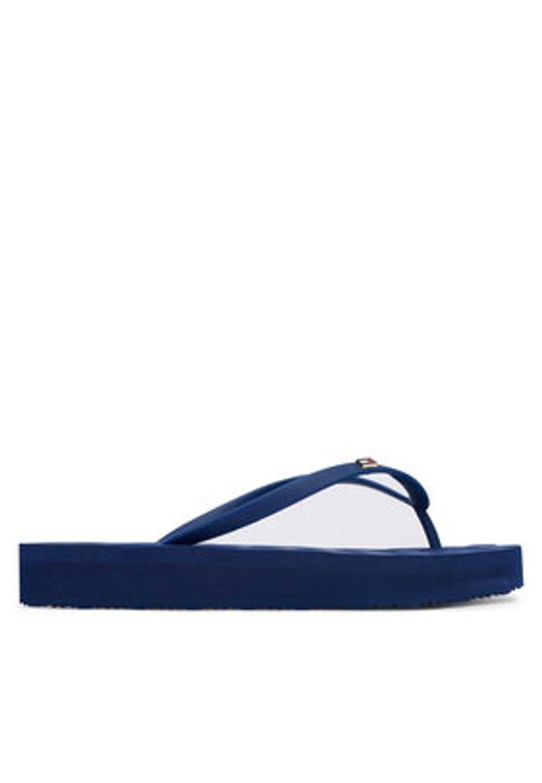 TOMMY HILFIGER - Tommy Hilfiger Japonki Repeat Logo Platform FW0FW09199 Granatowy. Kolor: niebieski. Materiał: syntetyk. Obcas: na platformie