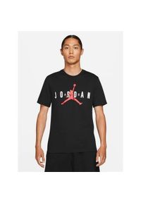Koszulka sportowa męska Nike Air Jordan Wordmark. Kolor: czarny. Materiał: poliester, bawełna. Długość rękawa: krótki rękaw. Długość: krótkie