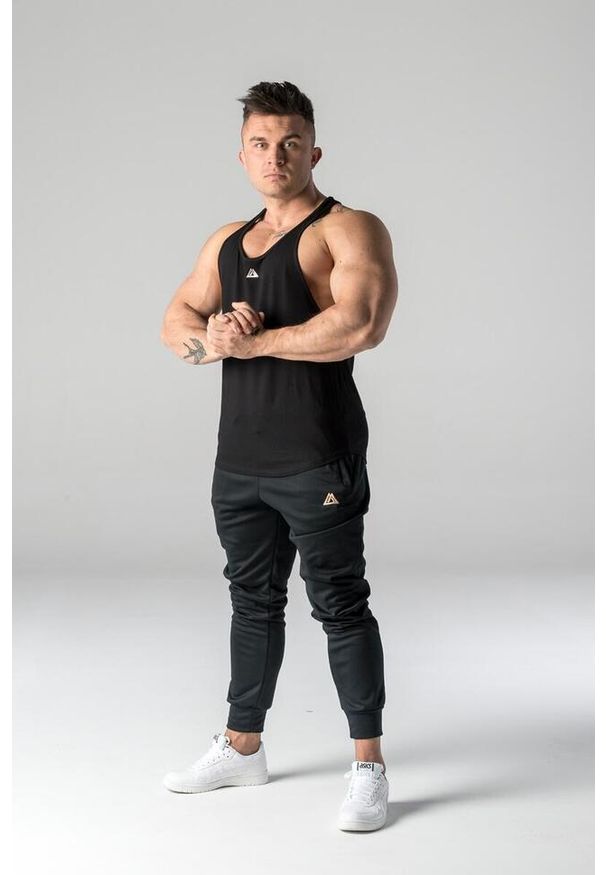 DEADLIFT - Tank top stringer męski Deadlift METALLIC czarny. Kolor: czarny