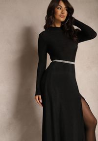 Renee - Czarna Elegancka Sukienka z Wiskozą i Brokatem Werista. Kolor: czarny. Materiał: wiskoza. Sezon: zima. Styl: elegancki #4