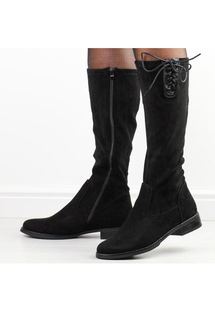 モミザ Beżowe kozaki zamszowe M.Daszyński na średnim obcasie, na