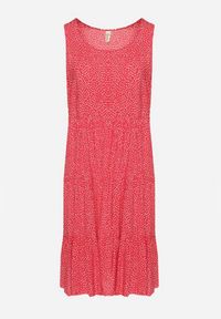 Born2be - Czerwona Bawełniana Sukienka w Kropki z Falbanami Zerolia. Okazja: na spotkanie biznesowe, do pracy, na co dzień. Kolor: czerwony. Materiał: bawełna. Wzór: kropki. Typ sukienki: proste. Styl: casual, klasyczny, biznesowy #7