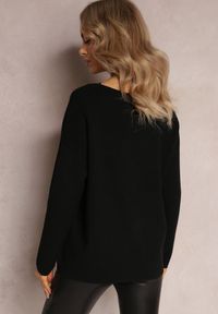 Renee - Czarny Sweter o Luźnym Kroju Enian. Kolor: czarny. Materiał: dzianina, tkanina. Długość rękawa: długi rękaw. Długość: długie. Styl: klasyczny #3
