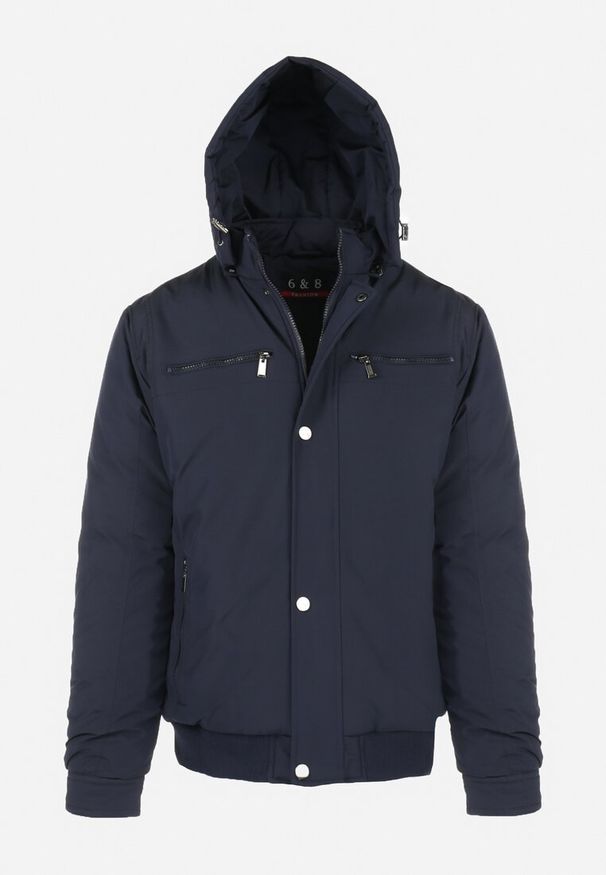 Born2be - Granatowa Kurtka Parka z Kapturem Eivek. Okazja: na co dzień, na spacer. Typ kołnierza: kaptur. Kolor: niebieski. Materiał: jeans, tkanina. Wzór: aplikacja. Sezon: zima, jesień. Styl: elegancki, casual