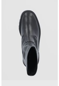 Wojas Botki damskie kolor czarny na słupku. Nosek buta: okrągły. Kolor: czarny. Materiał: skóra. Obcas: na słupku. Wysokość obcasa: średni #4