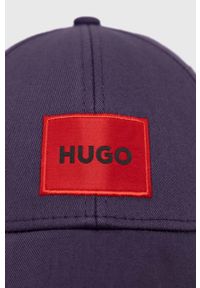 Hugo - HUGO czapka bawełniana kolor fioletowy z aplikacją. Kolor: fioletowy. Materiał: bawełna. Wzór: aplikacja #2
