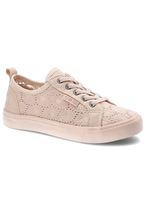 Big-Star - Beżowe Trampki Big Star Dziecięce Buty Wsuwane. Okazja: na co dzień. Zapięcie: bez zapięcia. Kolor: beżowy. Materiał: materiał, guma. Szerokość cholewki: normalna. Wzór: ażurowy, aplikacja. Styl: casual