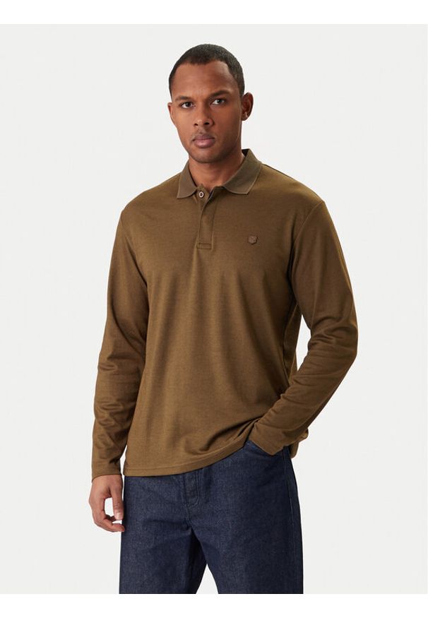 Jack & Jones Polo Crodney 12259645 Khaki Regular Fit. Typ kołnierza: polo. Kolor: brązowy. Materiał: bawełna