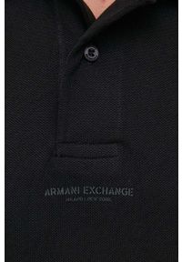 Armani Exchange polo bawełniane kolor czarny z nadrukiem. Typ kołnierza: polo. Kolor: czarny. Materiał: bawełna. Długość: krótkie. Wzór: nadruk #6