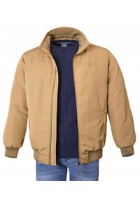 Ocieplona Zimowa Kurtka z Wysokim Kołnierzem - Pako Jeans - Beżowa. Kolor: brązowy, wielokolorowy, beżowy. Materiał: tkanina, poliester. Sezon: zima #9