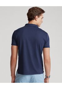 Ralph Lauren - RALPH LAUREN - Granatowa koszulka Custom Fit Soft Cotton. Okazja: na co dzień. Typ kołnierza: polo. Kolor: niebieski. Materiał: prążkowany. Wzór: haft, kolorowy. Styl: casual #3