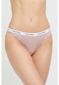 Calvin Klein Underwear brazyliany kolor różowy z koronki. Kolor: różowy. Materiał: koronka. Wzór: koronka