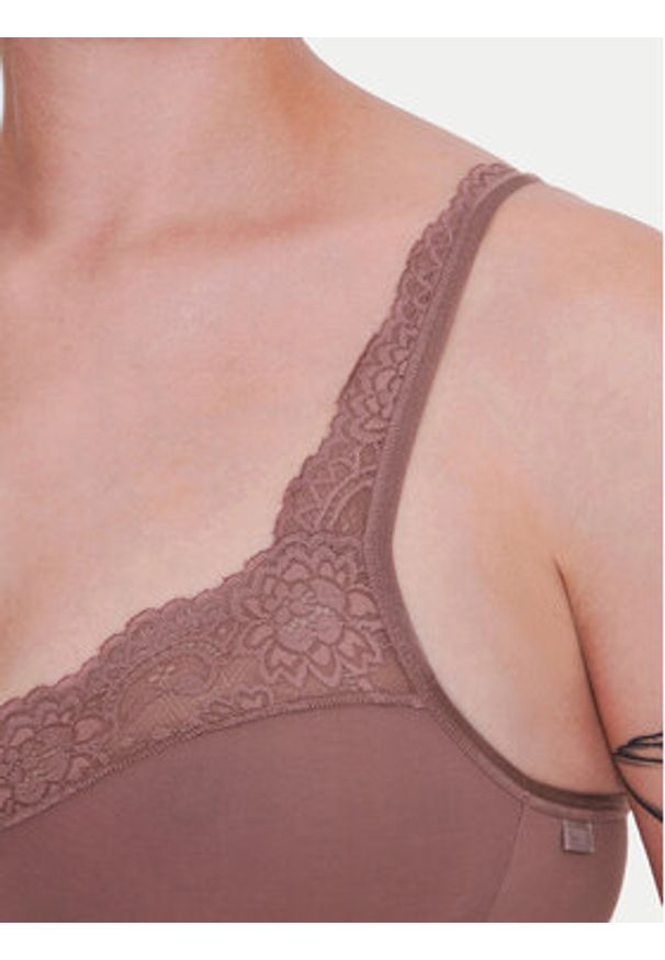 Sloggi Biustonosz bezfiszbinowy Romance 10031898 Brązowy. Kolor: brązowy. Materiał: bawełna, syntetyk