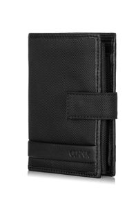 Ochnik - Czarny rozkładany portfel męski. Kolor: czarny. Materiał: nylon #2