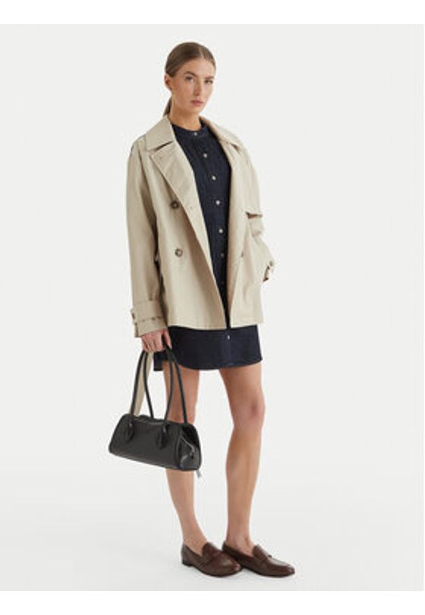 Calvin Klein Trencz LV044B540G Beżowy Regular Fit. Kolor: beżowy. Materiał: syntetyk, bawełna