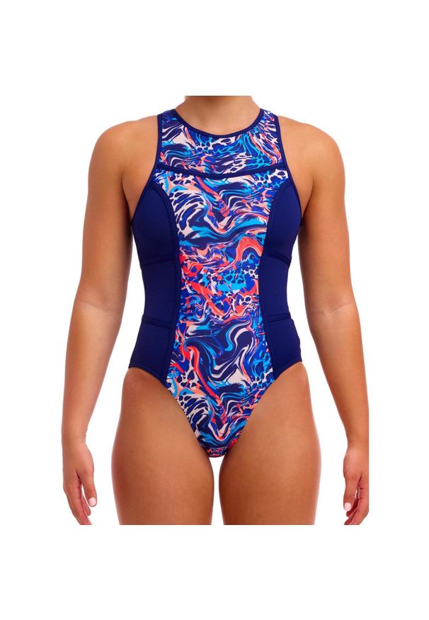 FUNKITA - Strój pływacki Funkita Mad Cat Hi Flyer zapinany na suwak. Kolor: niebieski