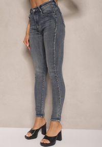 Renee - Granatowe Jeansy Skinny High Waist Ivallora. Okazja: na co dzień. Stan: podwyższony. Kolor: niebieski. Styl: casual, elegancki #4