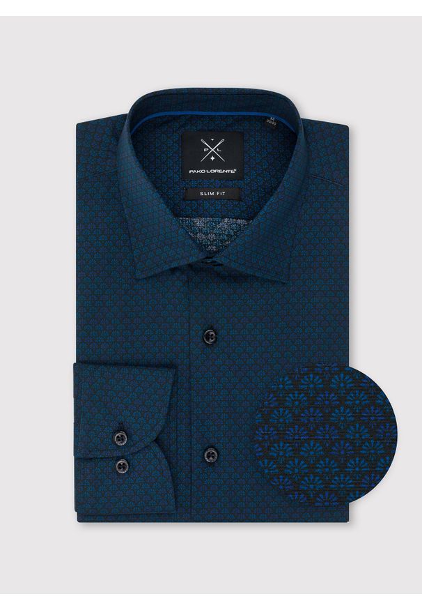 Pako Lorente - PAKO LORENTE – Koszula męska mikrowzór. Materiał: elastan, bawełna. Długość rękawa: długi rękaw. Długość: długie. Sezon: wiosna, lato