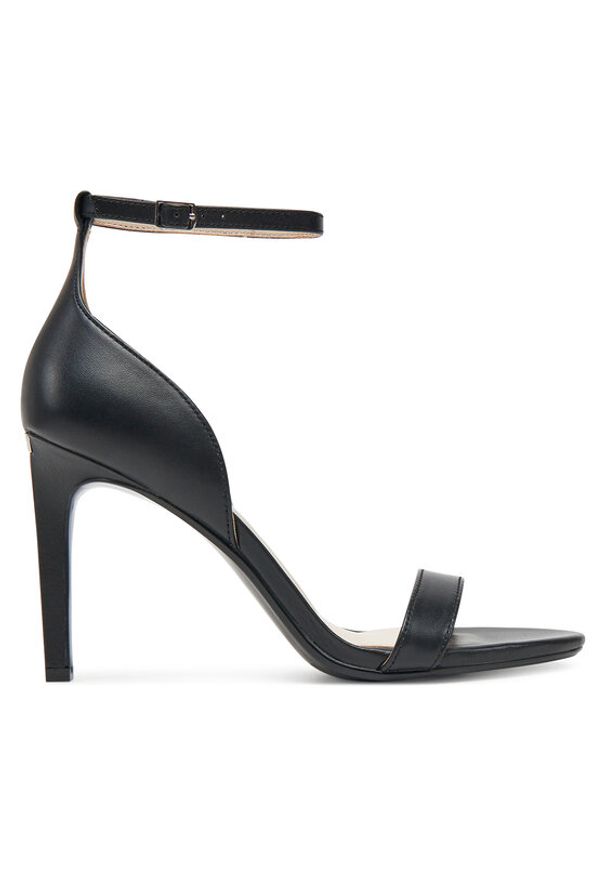 Calvin Klein Sandały Heel Sandal 90 - Lth HW0HW02337 Czarny. Kolor: czarny. Materiał: skóra